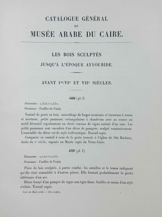 Catalogue g&eacute;n&eacute;ral du Mus&eacute;e arabe du Caire. Les bois sculpt&eacute;s jusqu'&agrave; l'&eacute;poque ayyoubide.[newline]M14348-05.jpeg
