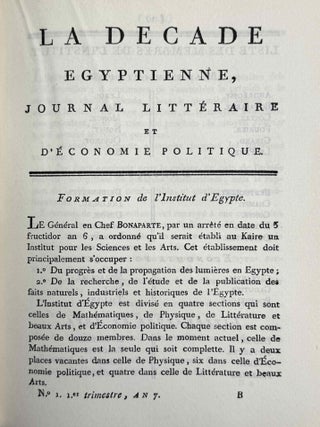 La d&eacute;cade &eacute;gyptienne. Journal litt&eacute;raire et d'&eacute;conomie politique. Tomes I-III (1798-1801) (complete set).[newline]M14354-09.jpeg