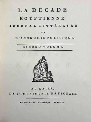 La d&eacute;cade &eacute;gyptienne. Journal litt&eacute;raire et d'&eacute;conomie politique. Tomes I-III (1798-1801) (complete set).[newline]M14354-15.jpeg
