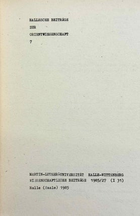 Hallesche Beiträge zur Orientwissenschaft, vol. 7-16 (1985-1991)