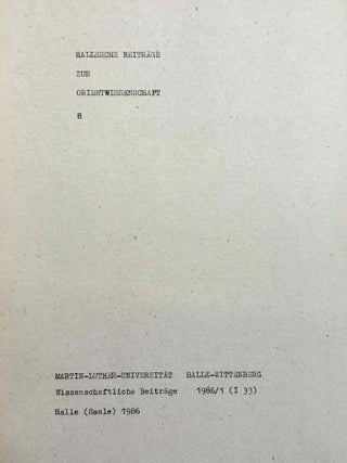 Hallesche Beiträge zur Orientwissenschaft, vol. 7-16 (1985-1991)