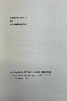 Hallesche Beiträge zur Orientwissenschaft, vol. 7-16 (1985-1991)