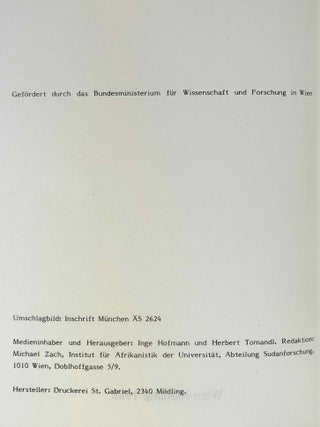 Beitr&auml;ge zur Sudanforschung, vol. I-III + Beiheft 2: Die Bedeutung des Tieres in der meroitischen Kultur.[newline]M14356-03.jpeg
