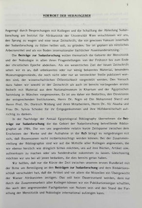 Beiträge zur Sudanforschung, vol. I-III + Beiheft 2: Die Bedeutung des Tieres in der meroitischen Kultur.