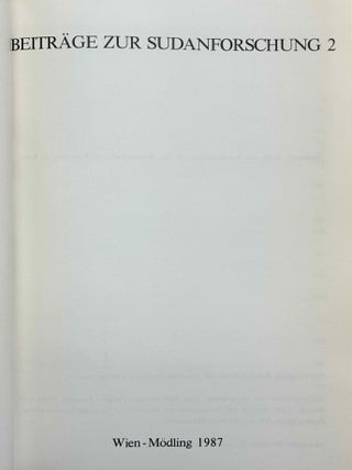 Beitr&auml;ge zur Sudanforschung, vol. I-III + Beiheft 2: Die Bedeutung des Tieres in der meroitischen Kultur.[newline]M14356-08.jpeg