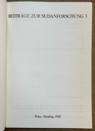 Beiträge zur Sudanforschung, vol. I-III + Beiheft 2: Die Bedeutung des Tieres in der meroitischen Kultur.