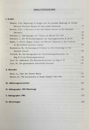 Beiträge zur Sudanforschung, vol. I-III + Beiheft 2: Die Bedeutung des Tieres in der meroitischen Kultur.