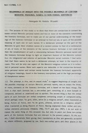 Beiträge zur Sudanforschung, vol. I-III + Beiheft 2: Die Bedeutung des Tieres in der meroitischen Kultur.