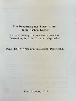 Beitr&auml;ge zur Sudanforschung, vol. I-III + Beiheft 2: Die Bedeutung des Tieres in der meroitischen Kultur.[newline]M14356-14.jpeg