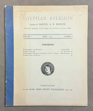 Item #M14370 Egyptian Religion. Vol. I/1, I,2 & I,3 (complete year 1933) and III/1, III,2,...