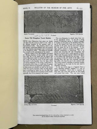 Bulletin of the Museum of Fine Arts (BMFA). Egypt in issues #161 (1929) to #370 (1979). Parly XEROX.