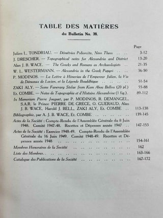 Bulletin de la Soci&eacute;t&eacute; Arch&eacute;ologique d'Alexandrie. Vol. 38 (1949).[newline]M14392a-03.jpeg