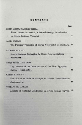Archaeological and Historical Studies. Publications of the Archaeological Society of Alexandria. Vol. 2.1, 2.2., 4, 5 & 6.