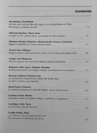 Trabajos de Egiptología. Papers on Ancient Egypt. Vol. 1 (2002) to 7 (2016).