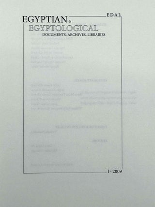Egyptian & Egyptological Documents, Archives, Libraries (EDAL). Vol. I (2009) to IV (2013/2014).[newline]M14414-02.jpeg