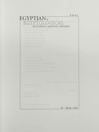 Egyptian & Egyptological Documents, Archives, Libraries (EDAL). Vol. I (2009) to IV (2013/2014).[newline]M14414-18.jpeg