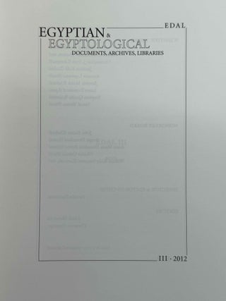 Egyptian & Egyptological Documents, Archives, Libraries (EDAL). Vol. I (2009) to IV (2013/2014).[newline]M14414-22.jpeg