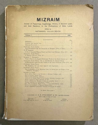 Item #M14415a Mizraim. Journal of Papyrology, Egyptology, History of Ancient Laws, and Their...
