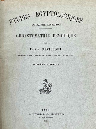 Chrestomathie démotique. Vol. II Chrestomathie démotique. Vol. III Chrestomathie démotique. Vol. IV