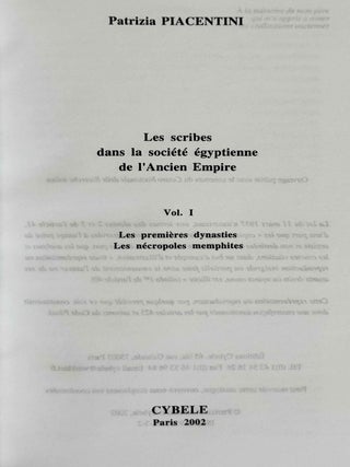 Les scribes dans la soci&eacute;t&eacute; &eacute;gyptienne de l'Ancien Empire. Vol. I: Les premi&egrave;res dynasties, les n&eacute;cropoles memphites.[newline]M14435-01.jpeg