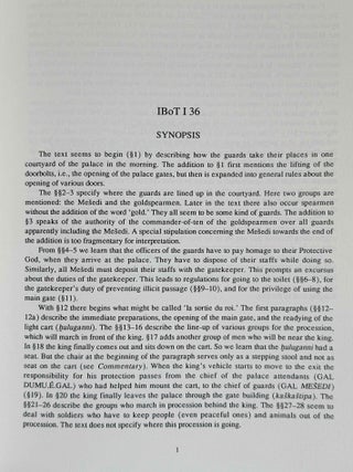 The Hittite Instruction for the royal bodyguard