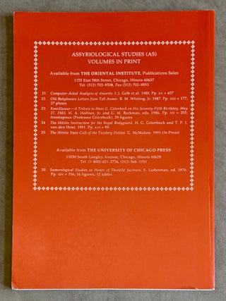 The Hittite Instruction for the royal bodyguard