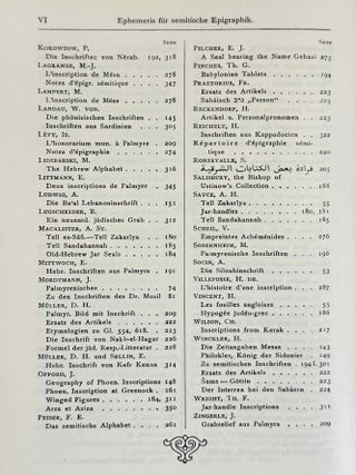 Ephemeris f&uuml;r semitische Epigraphik. Band I (1900-1902). Band II (1903-1907). Band III (1909-1915). (complete set)[newline]M14446-06.jpeg