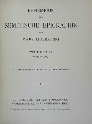 Ephemeris f&uuml;r semitische Epigraphik. Band I (1900-1902). Band II (1903-1907). Band III (1909-1915). (complete set)[newline]M14446-08.jpeg