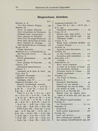 Ephemeris f&uuml;r semitische Epigraphik. Band I (1900-1902). Band II (1903-1907). Band III (1909-1915). (complete set)[newline]M14446-10.jpeg