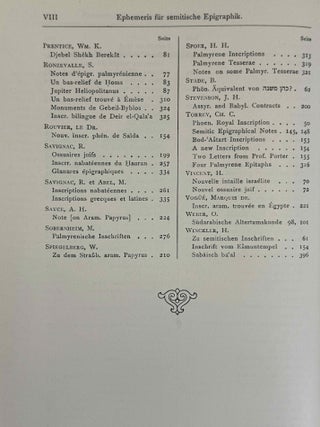 Ephemeris f&uuml;r semitische Epigraphik. Band I (1900-1902). Band II (1903-1907). Band III (1909-1915). (complete set)[newline]M14446-12.jpeg