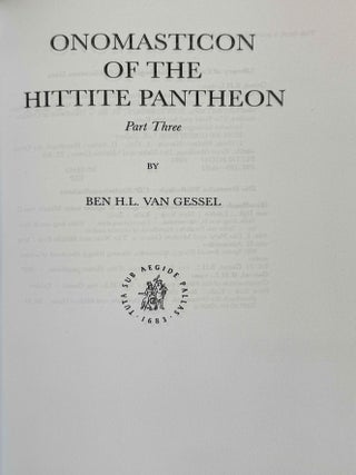 Onomasticon of the Hittite pantheon. 3 volumes (complete set)
