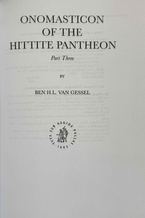 Onomasticon of the Hittite pantheon. 3 volumes (complete set)