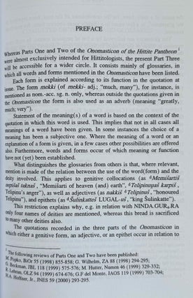 Onomasticon of the Hittite pantheon. 3 volumes (complete set)