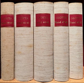 GLOTTA. Zeitschrift für griechische und lateinische Sprache. Bände 1 - 65 (1909-1987), bound in 30 volumes (missing issues 51-53).