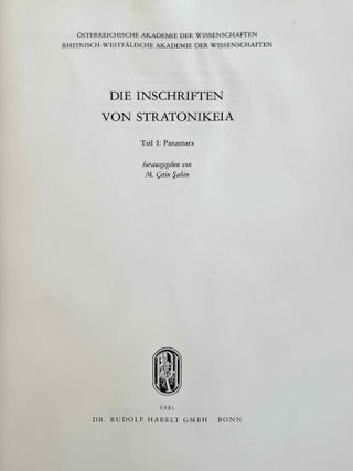 Die Inschriften von Stratonikeia. Vol. I: Panamara. Vol. II,1: Lagina, Stratonikeia und Umgebung.