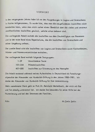 Die Inschriften von Stratonikeia. Vol. I: Panamara. Vol. II,1: Lagina, Stratonikeia und Umgebung.