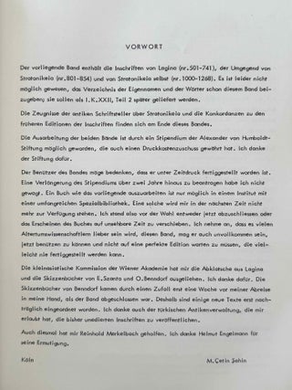 Die Inschriften von Stratonikeia. Vol. I: Panamara. Vol. II,1: Lagina, Stratonikeia und Umgebung.