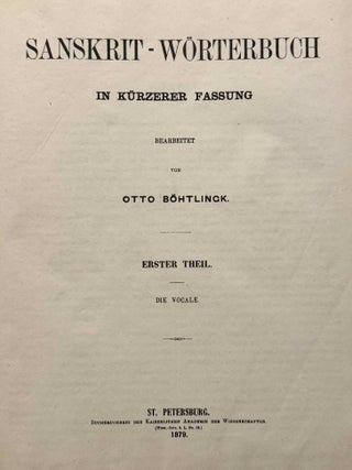 Sanskrit-W&ouml;rterbuch in k&uuml;rzerer Fassung (6 volumes) + 2 volumes of Nachtr&auml;ge (complete set)