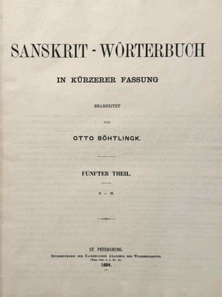 Sanskrit-W&ouml;rterbuch in k&uuml;rzerer Fassung (6 volumes) + 2 volumes of Nachtr&auml;ge (complete set)