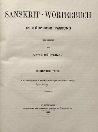 Sanskrit-W&ouml;rterbuch in k&uuml;rzerer Fassung (6 volumes) + 2 volumes of Nachtr&auml;ge (complete set)