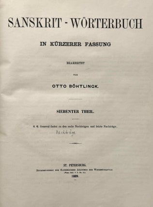 Sanskrit-Wörterbuch in kürzerer Fassung (6 volumes) + 2 volumes of Nachträge (complete set)