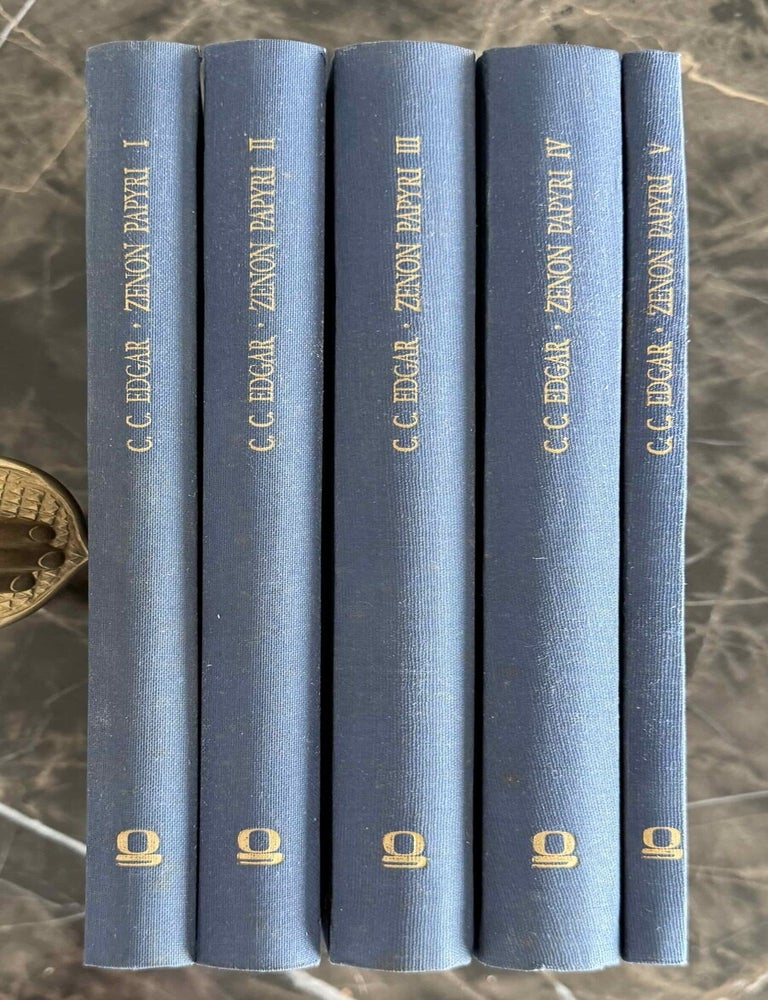 Item #M14502 Zenon papyri. Catalogue G&eacute;n&eacute;ral du Mus&eacute;e du Caire and Publications de la Soci&eacute;t&eacute; Fouad Ier de Papyrologie. Volumes I to V (complete set). EDGAR Campbell Cowan - GUERAUD Olivier - JOUGUET Pierre.[newline]M14502-00.jpeg
