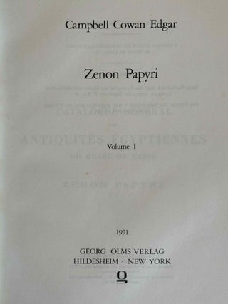 Zenon papyri. Catalogue G&eacute;n&eacute;ral du Mus&eacute;e du Caire and Publications de la Soci&eacute;t&eacute; Fouad Ier de Papyrologie. Volumes I to V (complete set).[newline]M14502-02.jpeg