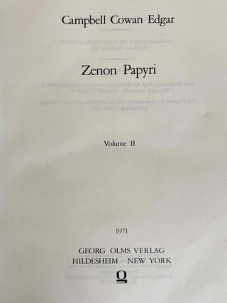 Zenon papyri. Catalogue G&eacute;n&eacute;ral du Mus&eacute;e du Caire and Publications de la Soci&eacute;t&eacute; Fouad Ier de Papyrologie. Volumes I to V (complete set).[newline]M14502-14.jpeg