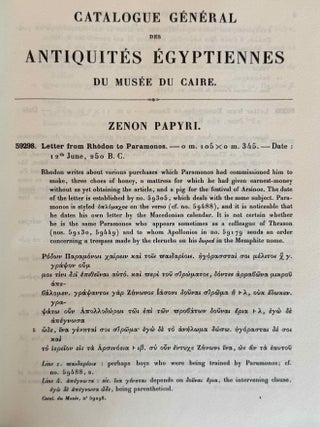Zenon papyri. Catalogue G&eacute;n&eacute;ral du Mus&eacute;e du Caire and Publications de la Soci&eacute;t&eacute; Fouad Ier de Papyrologie. Volumes I to V (complete set).[newline]M14502-25.jpeg