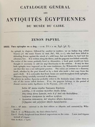 Zenon papyri. Catalogue G&eacute;n&eacute;ral du Mus&eacute;e du Caire and Publications de la Soci&eacute;t&eacute; Fouad Ier de Papyrologie. Volumes I to V (complete set).[newline]M14502-32.jpeg