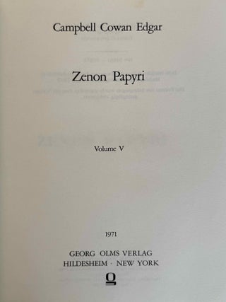 Zenon papyri. Catalogue G&eacute;n&eacute;ral du Mus&eacute;e du Caire and Publications de la Soci&eacute;t&eacute; Fouad Ier de Papyrologie. Volumes I to V (complete set).[newline]M14502-37.jpeg