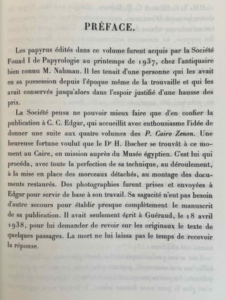 Zenon papyri. Catalogue G&eacute;n&eacute;ral du Mus&eacute;e du Caire and Publications de la Soci&eacute;t&eacute; Fouad Ier de Papyrologie. Volumes I to V (complete set).[newline]M14502-39.jpeg