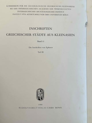 Die Inschriften von Ephesos. Teil 3. Nr. 600 - 1000 (Repertorium).