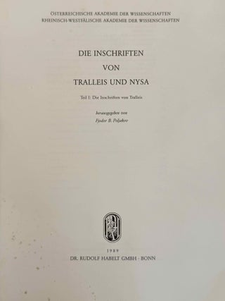 Die Inschriften von Tralleis und Nysa. Vol. I: Die Inschriften von Tralleis.
